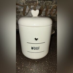SUPER CUTE!!!!White Dog Treat Jar with 'Woof' Design🐾🐾